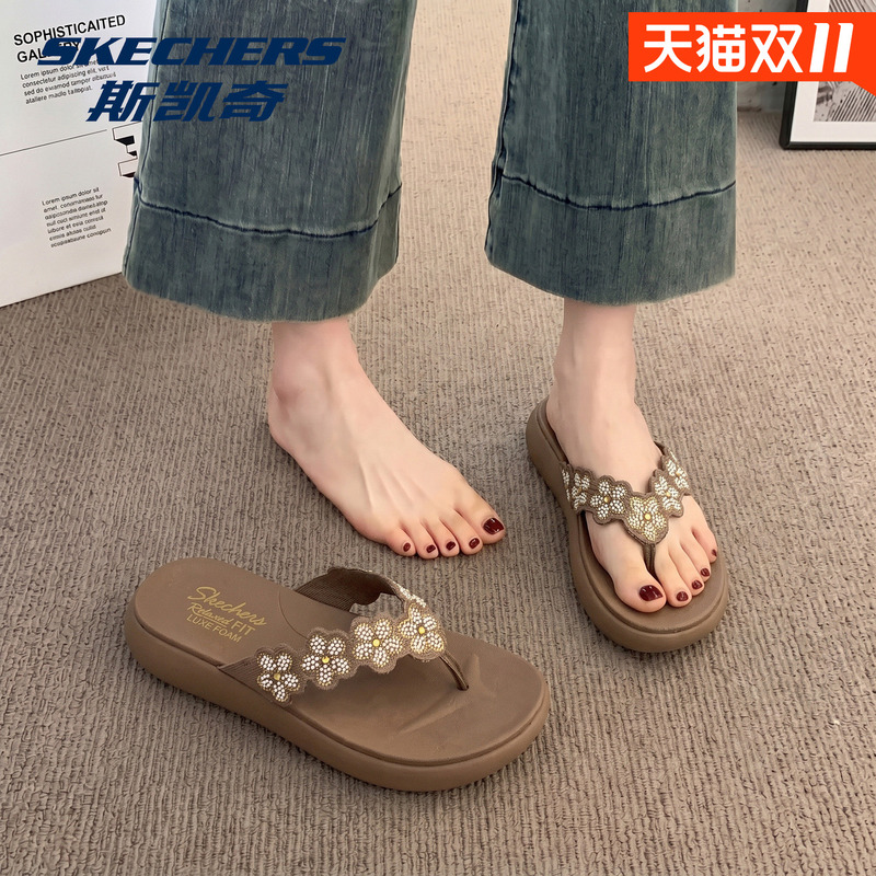 Skechers Women's Shoes, Slippers, New Autumn Flip-Flops, Comfortable, Lightweight, Thick-Soled Slippers, Thong Sandals, Women's Flat Sandals Skechers Women's Shoes, Slippers, New Autumn Flip-Flops, Comfortable, Lightweight, Thick-Soled Slippers, Thong Sandals, Women's Flat Sandals