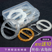 Shirt T-shirt short sleeves corner downswing knotted button invisible minimalist resin round silk scarves decorative female fixing buckle