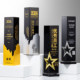 New High-End Trophy, Five-Pointed Star Crystal Trophy, High-End and Elegant Trophy, High-Grade Black Square Column Trophy