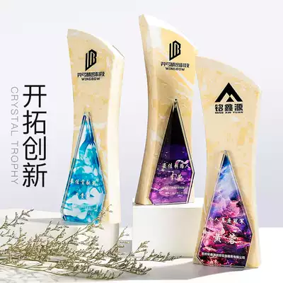 Color printing crystal trophies custom-made high-end creative medals lettering marble enterprise staff competition souvenirs