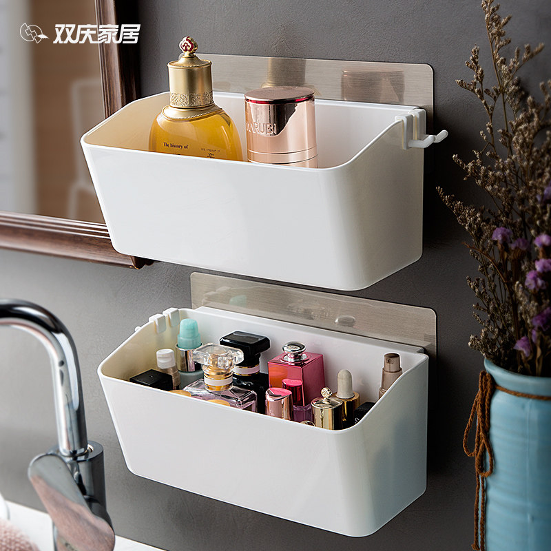 Bathroom wall-mounted rack powder room suction cup toilet table toilet kitchen free punch drain storage shelf