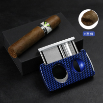 Cigar cutter multifunctional semi-automatic V-shaped scissors stainless steel sharp cigar drill punch tool exquisite gift box