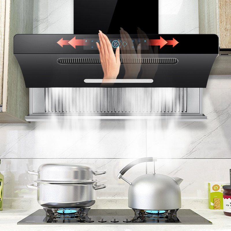 HP good wife big suction top side double suction ventilator home kitchen automatic lifting and defectotype range hood