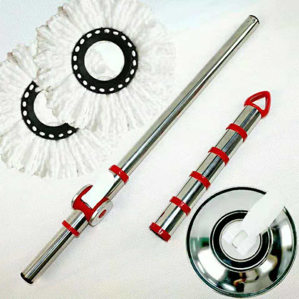 Household all-steel elongated stainless steel rotary mop pier cloth replacement rod mop bucket replaces general hydraulic rod