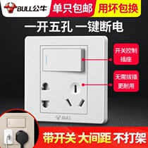  Bull one-open five-hole socket with switch two-three plug panel kitchen single and double control 16A three-hole concealed household