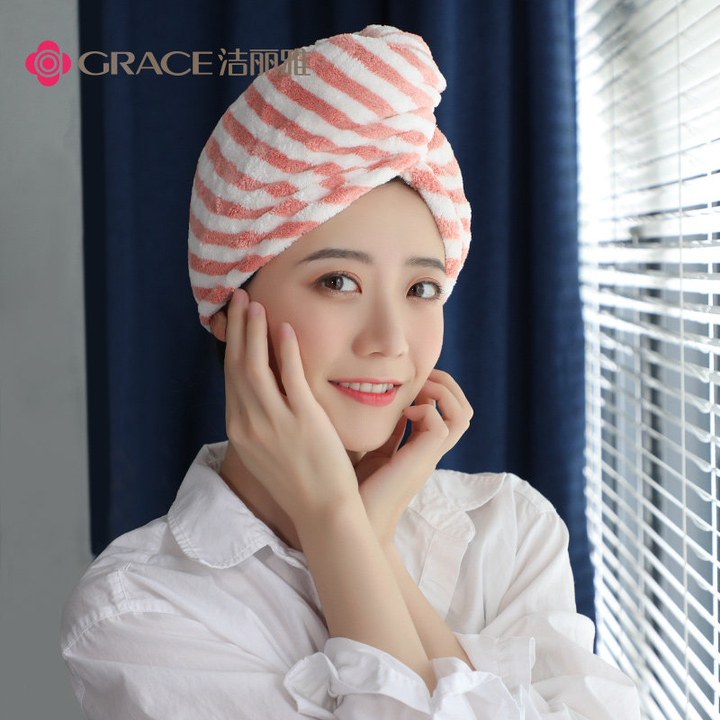 Jielia quick-drying hat shower cap dry hat female super strong water absorption speed dry hair towel turban cute Korean headscarf