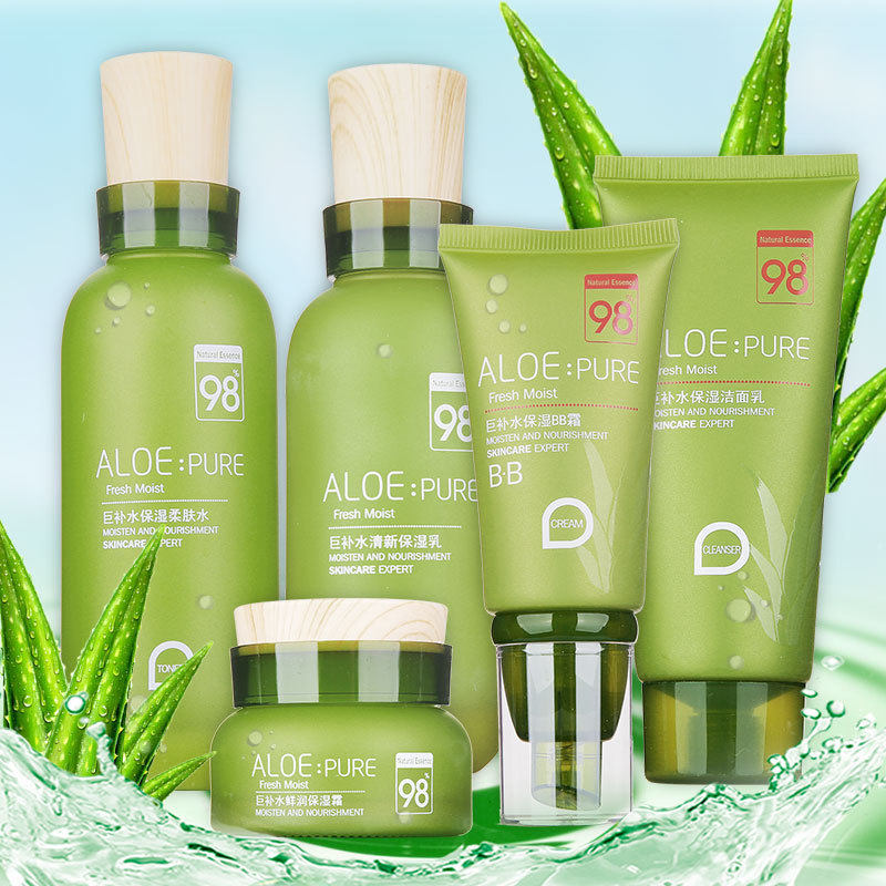 Net Red Perlan Poetry Aloe Vera Kit Moisturizing Wash Face Milk Water Milk Skin-care Products Cover Group Moisturizing Sensitive Muscular Pregnant