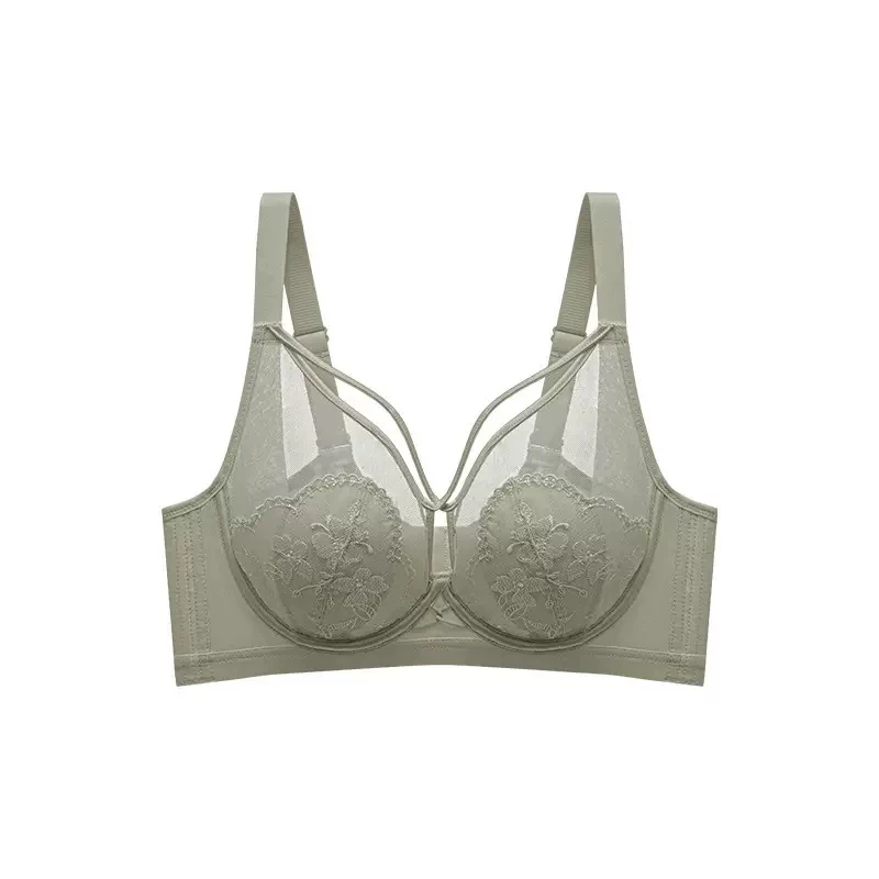 卓衣兰 Lace supporting ultra thin underwear with steel rings, bra