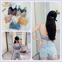 2021 strapless women's spring new Korean version of no steel ring sports beautiful back blue underwear bra vest girl wrapped breast