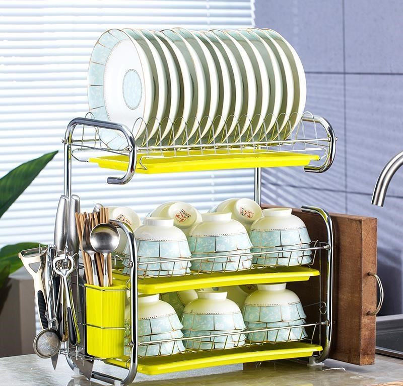 Multilayer placing sink 2020 Two floors Kitchen Triple supplies Shelf Dish Rack Bowls Shelf containing box Bowls Furniture