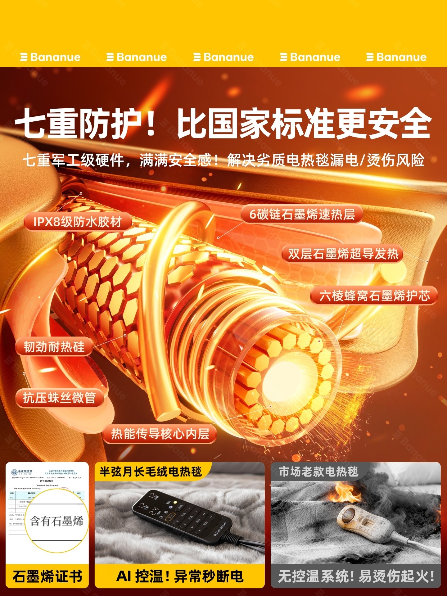 Half-Moon New Graphene Electric Blanket, Double Control Temperature Adjustment, Single-Person Genuine Electric Mattress, Warming Blanket, Floor Heating Pad