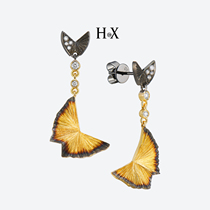 18K Gold Diamond Earrings Womens Personality Pencil Butterfly Knot Earrings Gold Jewellery Earrings HX Original Design