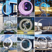 Acier inoxydable Cirque Sculpture Custom Outdoor Landscaping Sales Floor Metal Mirror Hollowed-out Luminous Moon Water Landscape Pendulum