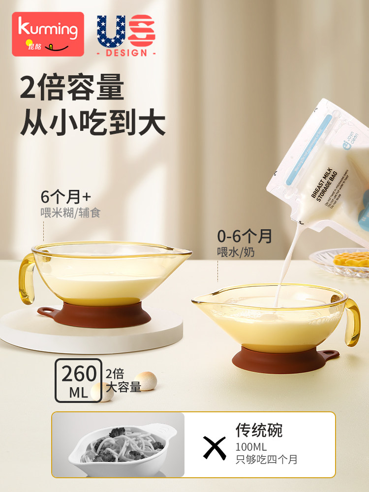 Baby Food Bowl, Special Feeding Bowl for Newborn Infants, Rice Flour Bowl with Spout, Silicone Spoon, Grinding Set, Tableware