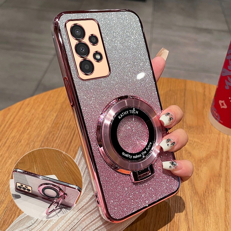 Samsung A13 New Phone Case, High-End Gradient Glitter Fashion, Suitable for Samsung A13 Silicone Magnetic Stand, Full Coverage Ultra-Thin Transparent Soft Case, Galaxy A13 Anti-Drop Luxury 5g Protective Case