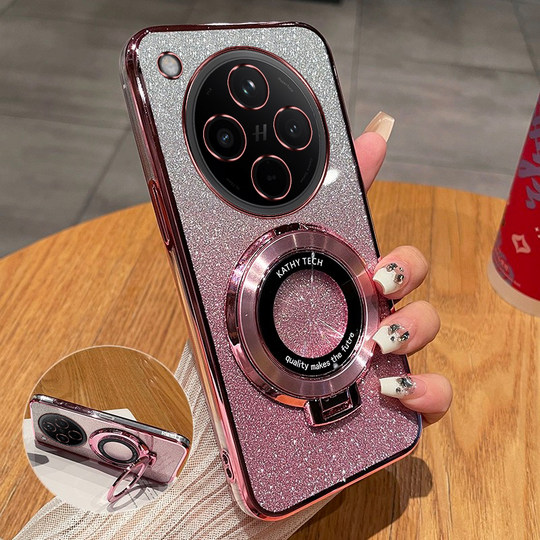 OPPOFindx8 mobile phone case new high-end gradient glitter fashion applicable Findx8Pro creative magnetic stand all-inclusive ultra-thin transparent soft shell anti-fall luxury goddess simple protective cover