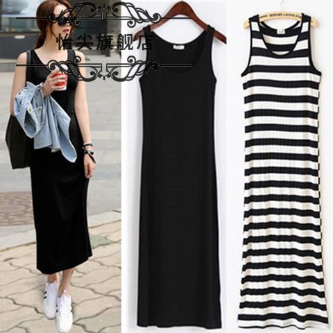 Modal Dress A-Line Long Dress Plus Size Camisole Sleeveless Tank Dress Slim Fit Long Nightgown Dress