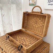 Handmade rattan-knitted containing box children handmade rattan-knitted containing box for photo-prop rattan-knitted containing basket