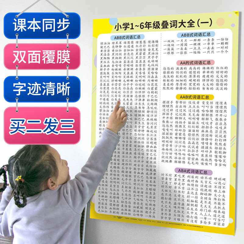 Elementary school students repeating words Daquan wall chart wall stickers abbAABBabacABAB one two three four five sixth grade