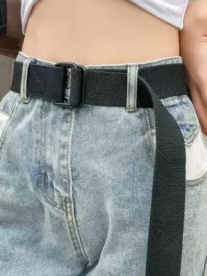Canvas Belt Men's belt youth Korean trend double ring buckle student jeans belt simple casual men and women tide