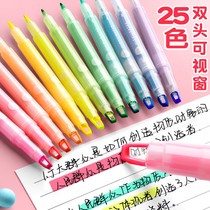 Visual Window Fluorescent Pen Double Head Fluorescent Marker Pen Light Color Ensemble Student With Suit Candy Contour Mark Pen Coarse focus sparkling fluorescent light color pen endorsement Divine Instrumental Notes Hand Ledger
