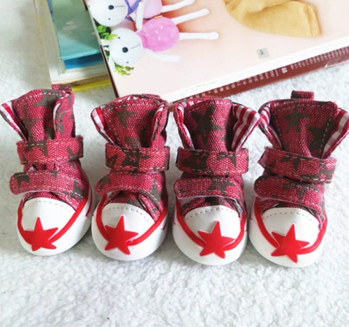 Джинсовая ботинки холст весна и летняя дышащая питомца плюшевая собака, чтобы нести пингбин плюшевая обувь газ