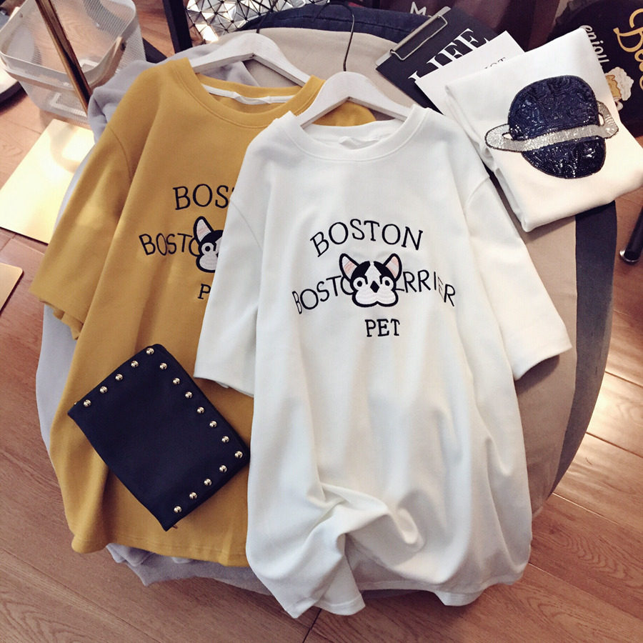 Pure cotton short sleeve T-shirt woman 2022 new Korean version loose casual white half sleeve blouse with long version summer ins tide