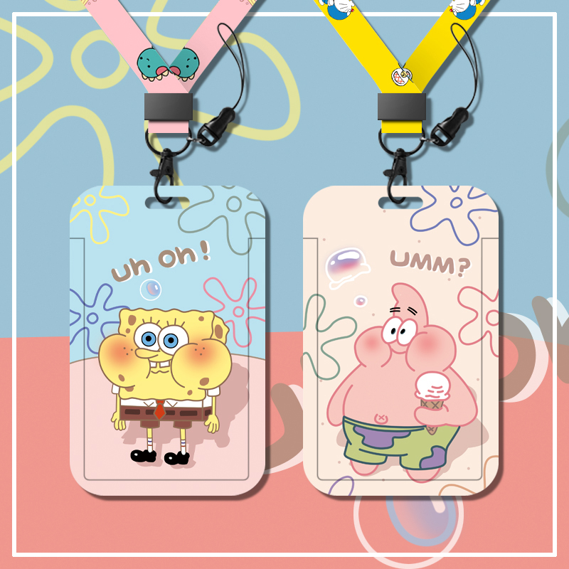 Cartoon cute Sponge Baby students campus card cafeteria cafeteria card sleeve card sleeve cord cord cord card factory card work card card work card subway access control card