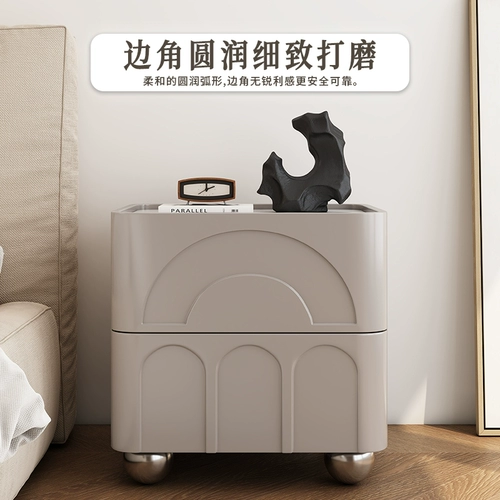 Современный простой кремовый стиль в скандинавском стиле, прикроватная тумбочка из окрашенного массива дерева, прикроватная тумбочка, небольшой прикроватный шкаф для хранения вещей