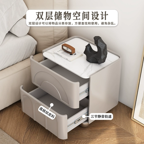 Современный простой кремовый стиль в скандинавском стиле, прикроватная тумбочка из окрашенного массива дерева, прикроватная тумбочка, небольшой прикроватный шкаф для хранения вещей