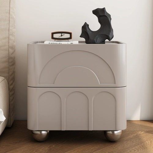 Современный простой кремовый стиль в скандинавском стиле, прикроватная тумбочка из окрашенного массива дерева, прикроватная тумбочка, небольшой прикроватный шкаф для хранения вещей