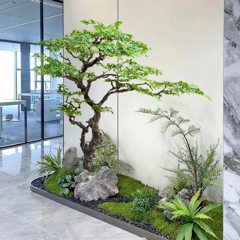Premium Maple Greenery for Window Displays, Indoor Artificial Banyan Tree Decoration, Large Fake Tree for Simple Landscape Design