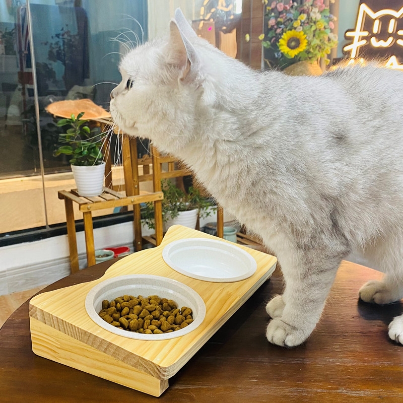 Solid wood cat bowl dog bowl dog tray cat bowl cat food bowl dog food bowl cervical vertebra cat bowl water bowl dog bowl pet cat bowl