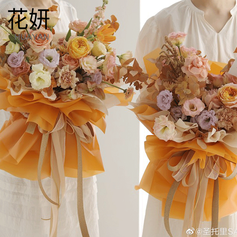 Flower Yeon Han Paper Showcase of Cigarette Bouquet Diy Material Plastic Waterproof Single Rose Flower Packaging Paper