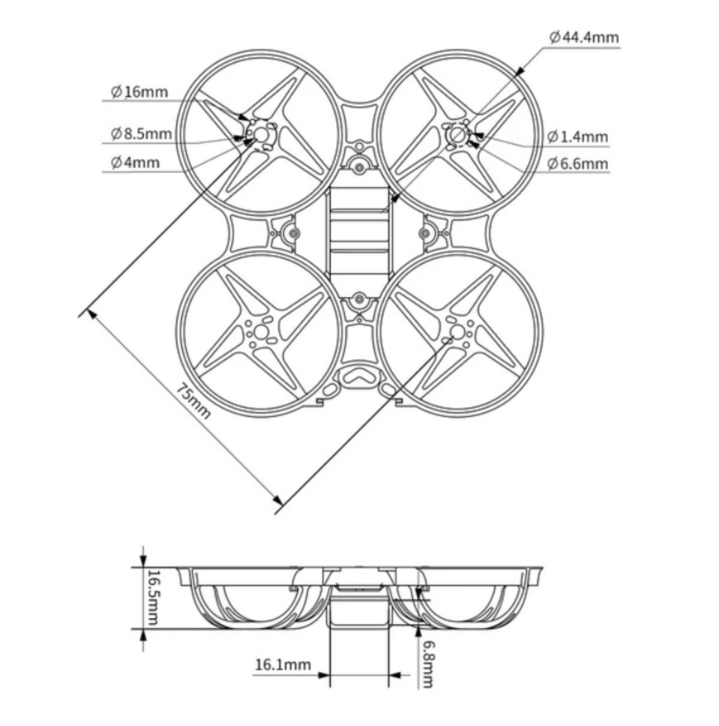 BETAFPV Meteor75室內外競速四軸無人機機架配件2寸競速FPV穿越機