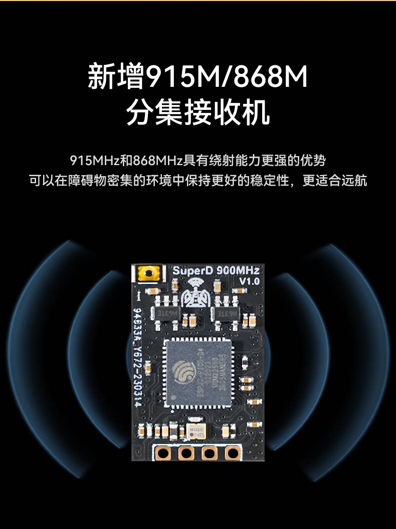 BETAFPV SuperD分集接收機穿越機FPV長距離ELRS 2.4G/915/868MHz