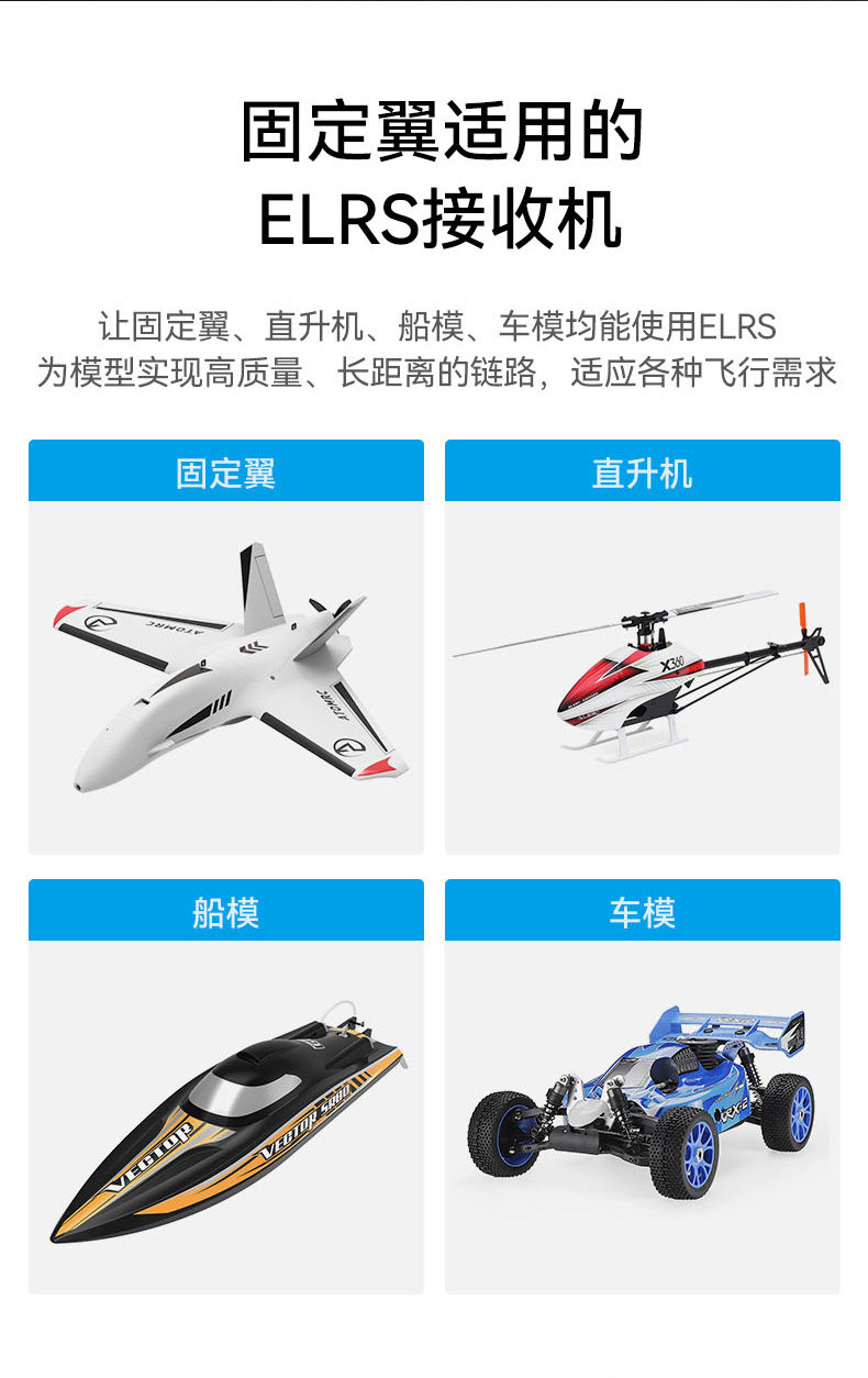 BETAFPV ELRS Micro接收機固定翼適用2.4GHz遠航長距離船車模PWM