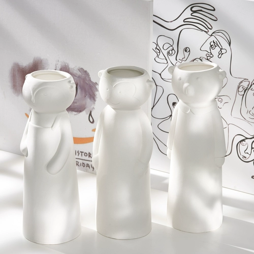 蜀门 Мультфильм милый белый северная европейская керамическая ваза дома украшение сухой цветок гостиной