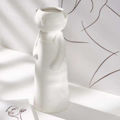 蜀门 Мультфильм милый белый северная европейская керамическая ваза дома украшение сухой цветок гостиной