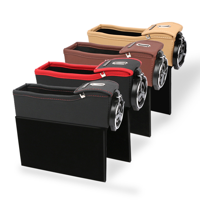 Cross-border car seat storage box gap storage box storage bag box garbage car multifunctional leather water cup holder