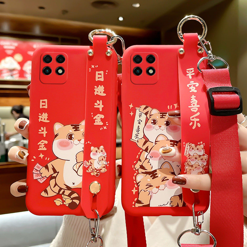 Huawei McMans 10se mobile phone protective shell Wrist Tiger Year New Christmas Happy McMans 7 inclined cross hanging neck Maimang 8 cuddler style McMans 9 Women with hanging rope full bag anti-fall soft silicone protective sleeve