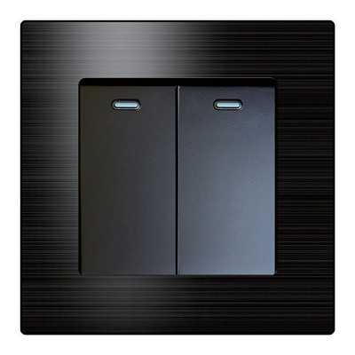 Hotel style strong electric rocker switch socket fluorescent button wall concealed light control metal aluminum wire drawing 2 0 panel