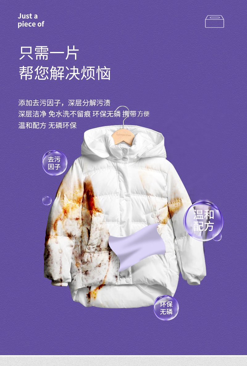 羽绒服免洗清洁湿巾 12片*3件 图2