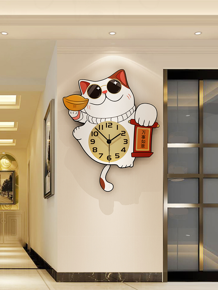 Cartoon clock wall clock living room fashion creative home modern minimalist clock hanging wall European art net red wall watch