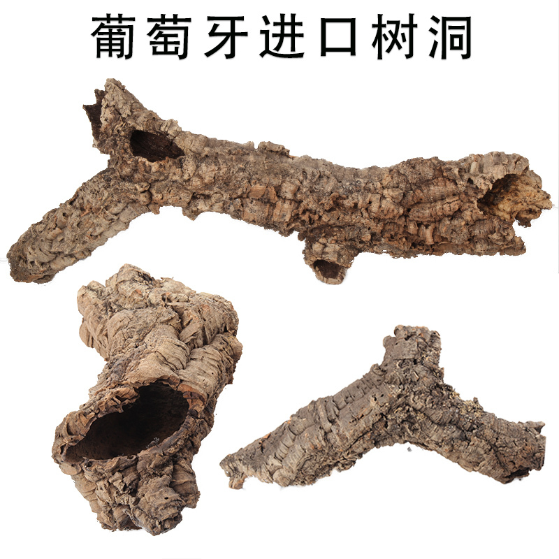 Portuguese Imported Cork Tree Trunks Are Used as Hiding Places and Landscaping Features for Geckos, Lizards, Spiders, and Snakes, with Natural Tree Holes That Are Updated Periodically