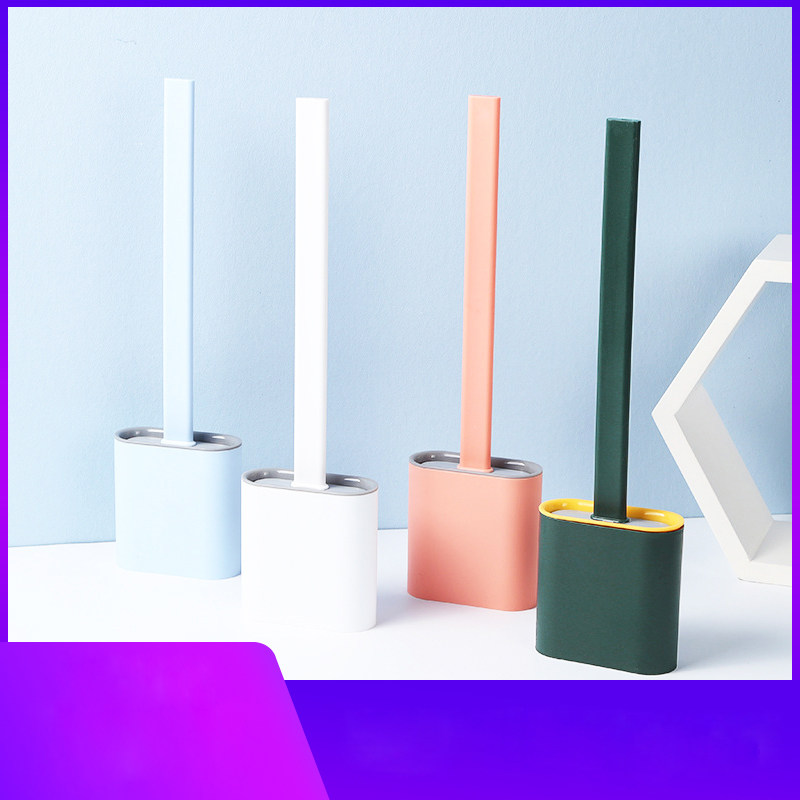 Toilet brush set long handle with lid creative silicone no dead corner toilet artifact hanging wall type soft toilet brush home