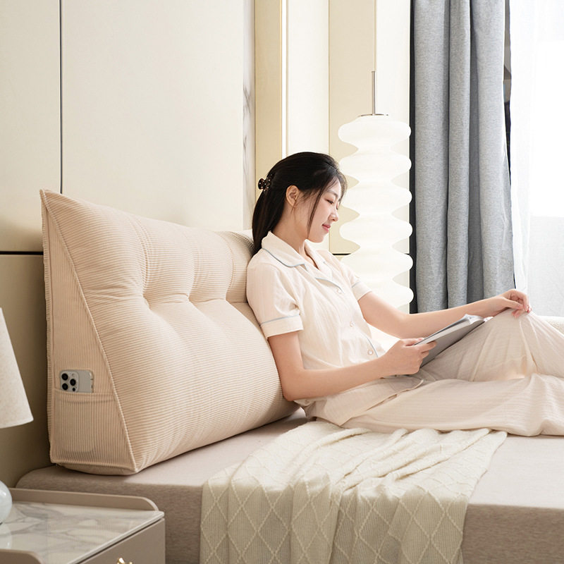 Bedside triangle cushion bed large backrest waist pillow cross-border tatami soft package living room bay window simple and detachable