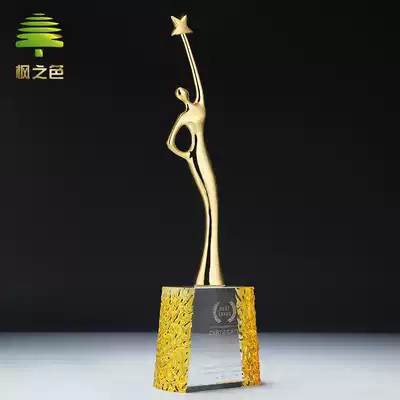 Crystal Trophy Custom Personality Creative Oscar Gold Man Metal Pentagon Souvenir Dance Bodybuilding Competition