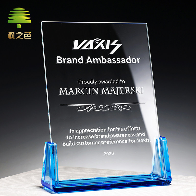 Crystal Trophy Medal Develop Creative Blue Authorization Honors Competition Awards Annual Meeting Excellent Employee Prize