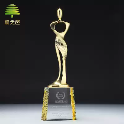 Metal trophy Crystal custom creative Oscar Golden Man model beauty pageant charity awards tenacious and unyielding